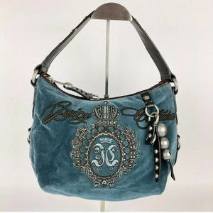 JUICY COUTURE Blue Velvet Shoulder Bag Medium